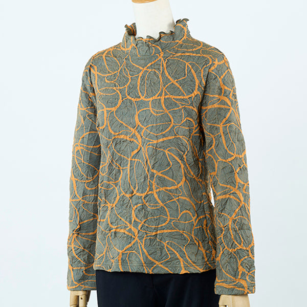 シワ加工幾何柄カットソー ｜50代60代70代のレディースファッションを