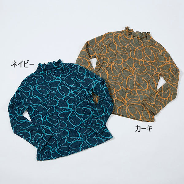 シワ加工幾何柄カットソー ｜50代60代70代のレディースファッションを