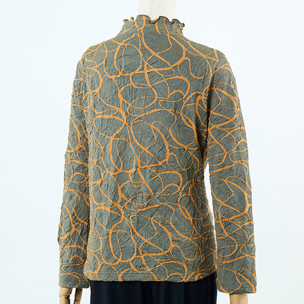 シワ加工幾何柄カットソー ｜50代60代70代のレディースファッションを