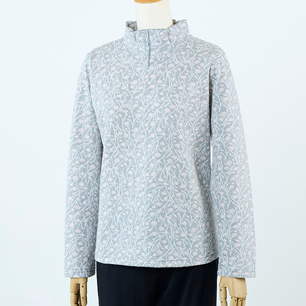 小花柄ジャガードカットソー ｜50代60代70代のレディースファッション